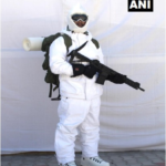 An Indian Army soldier wearing latest American extreme cold weather clothing – Indian Defence Research Wing